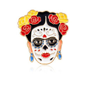 Mexican Painter Artist Frida Kahlo Self Portrait Day of the Dead Enamel Pins 117